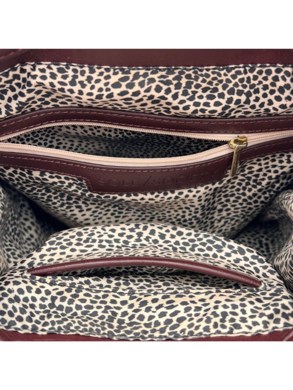 Sole Society Burgundy Faux Leather Backpack With Adjustable Straps & Gold-Tone - Picture 10 of 16